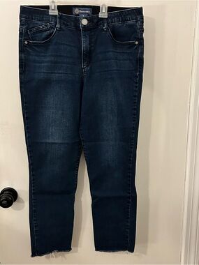 Democracy Women's Jeans Size 8 “AB”solution Straight Leg Raw Hem Dark Wash EUC
